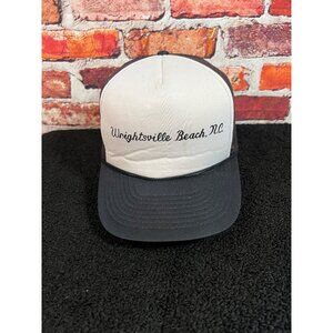 Vintage Wrightsville Beach Trucker Hat One Size Adjustable Snapback Black & Whit